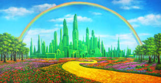 The yellow brick road leading to the Emerald City in the land of Oz Backdrop