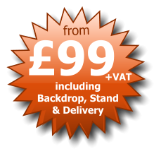 £99 from including  Backdrop, Stand  & Delivery +VAT