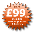 £99 from including  Backdrop, Stand  & Delivery +VAT